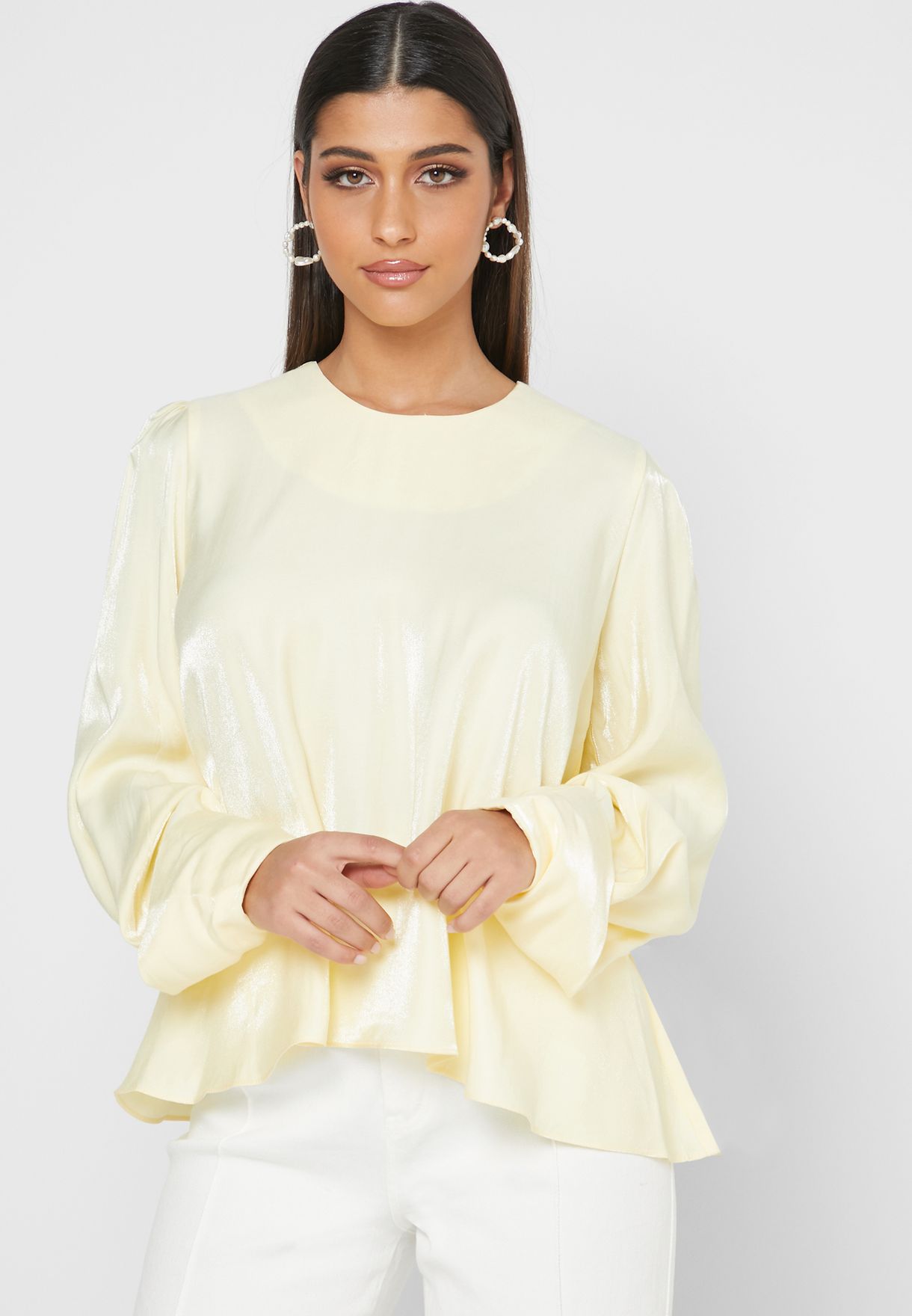 yellow flare sleeve top