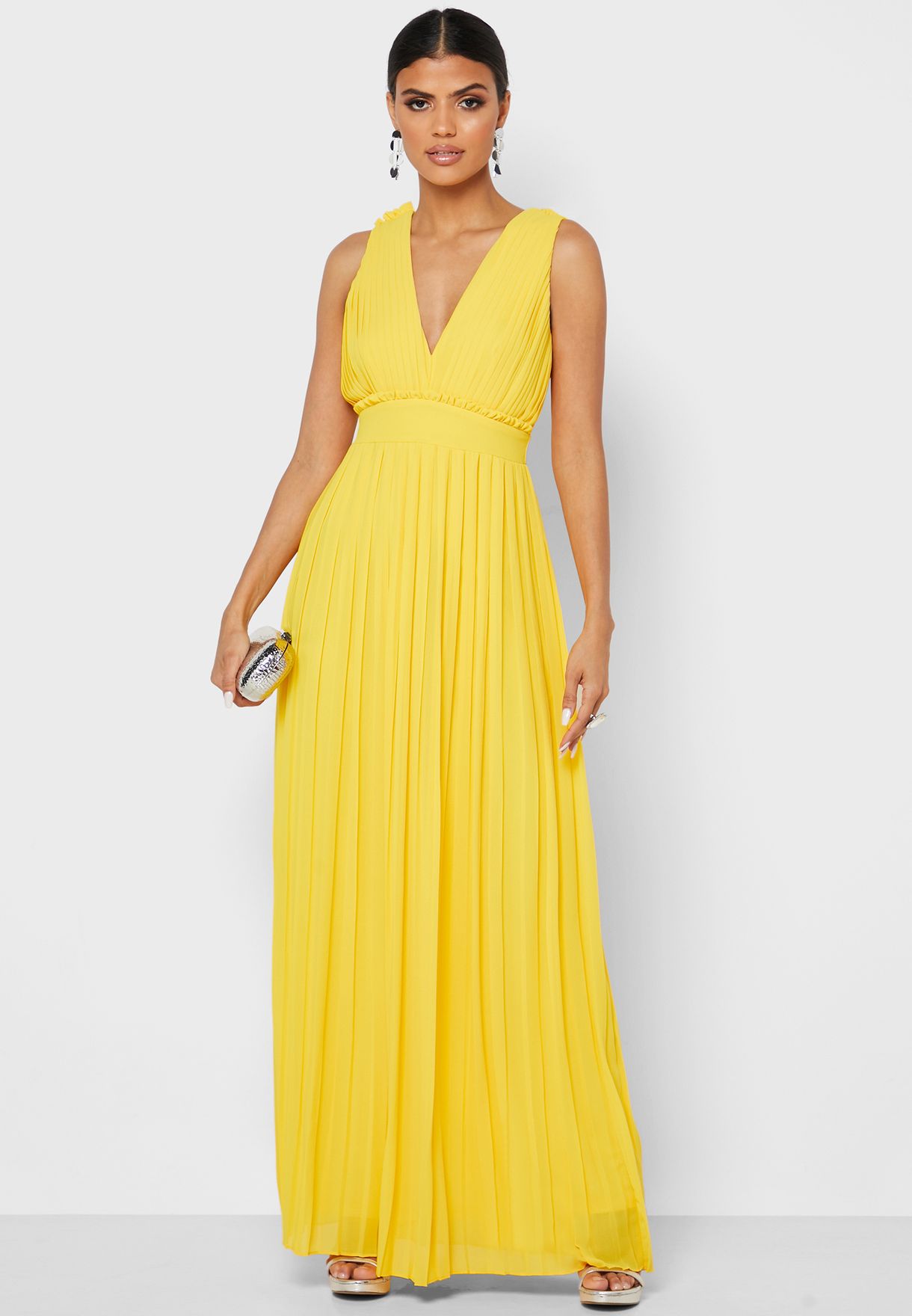 yellow plunge dress