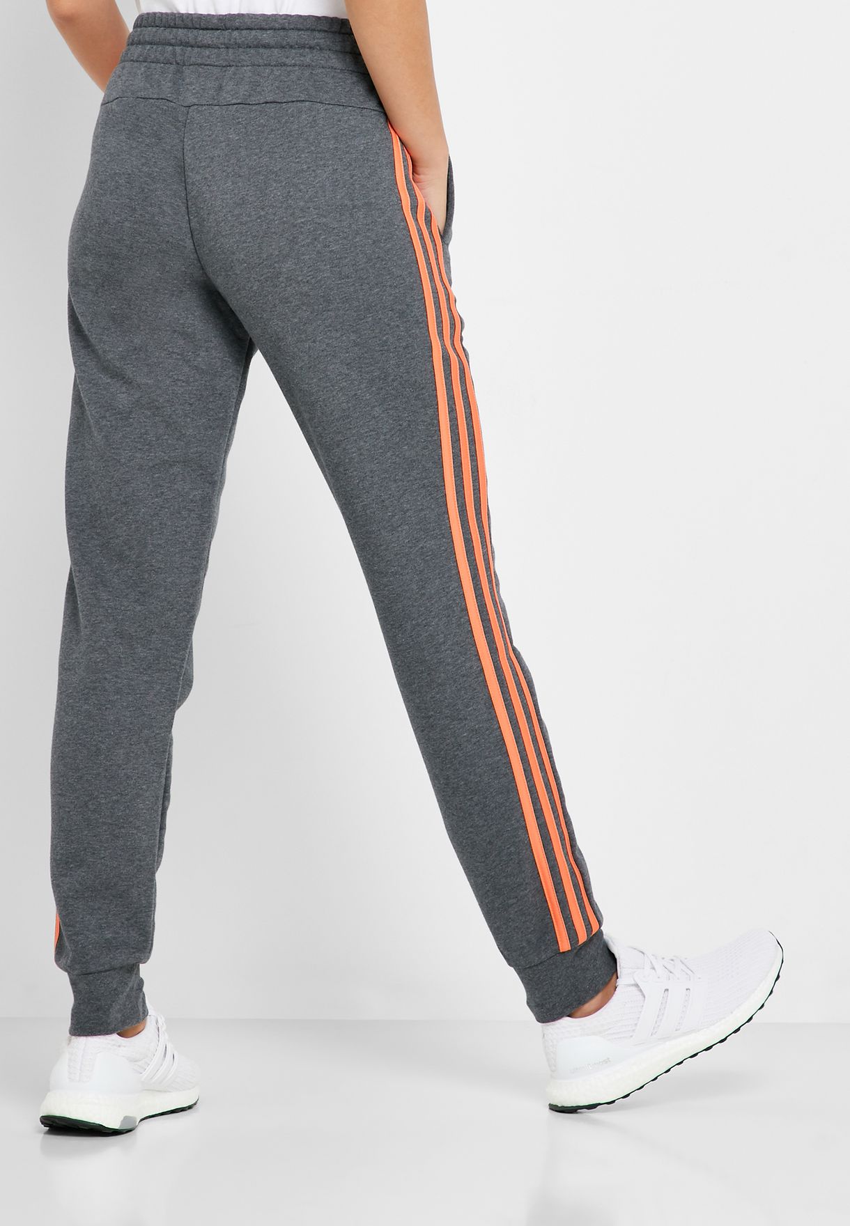 grey sweatpants with white stripe