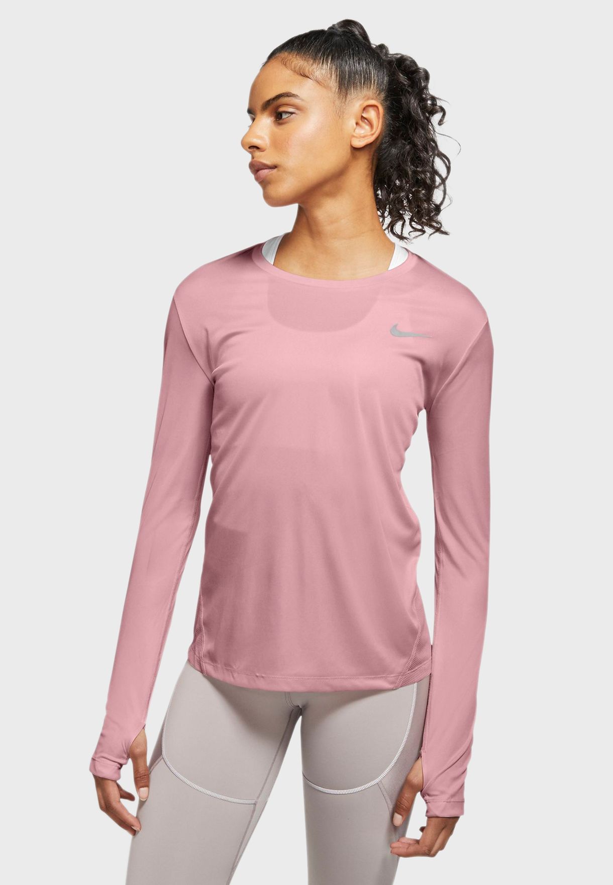 Buy Nike pink Miler T-Shirt for Women in MENA, Worldwide