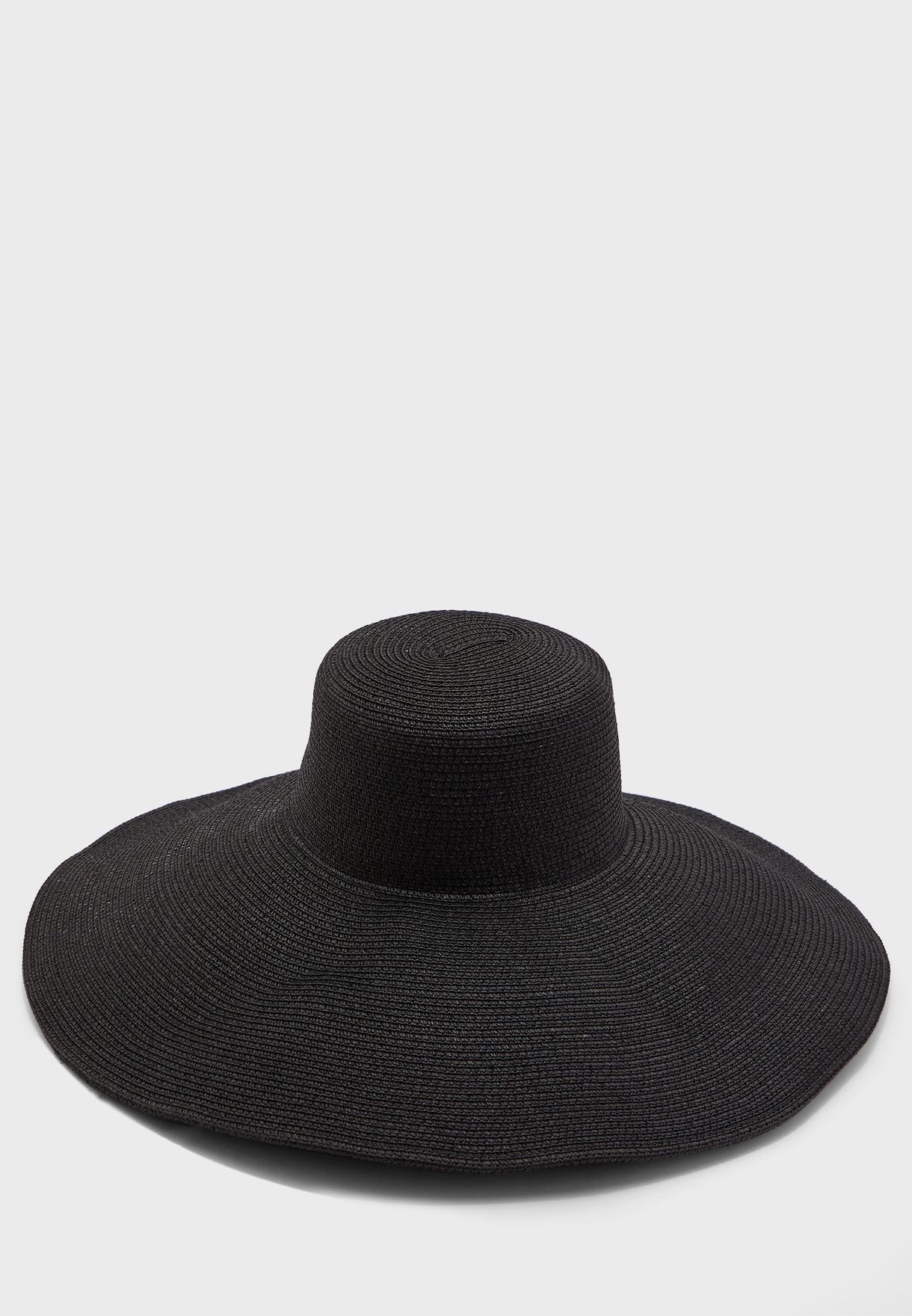 black wide brim hat