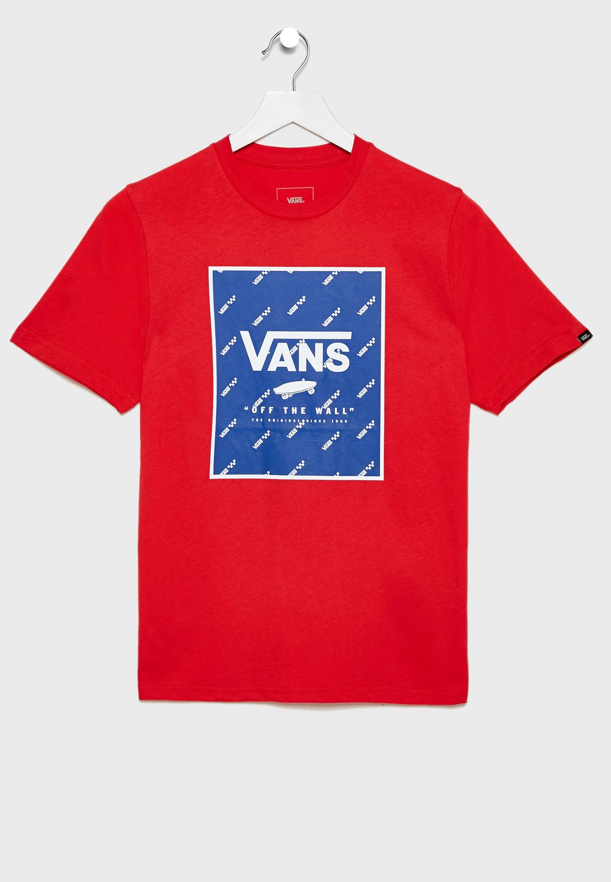 red and blue vans shirt