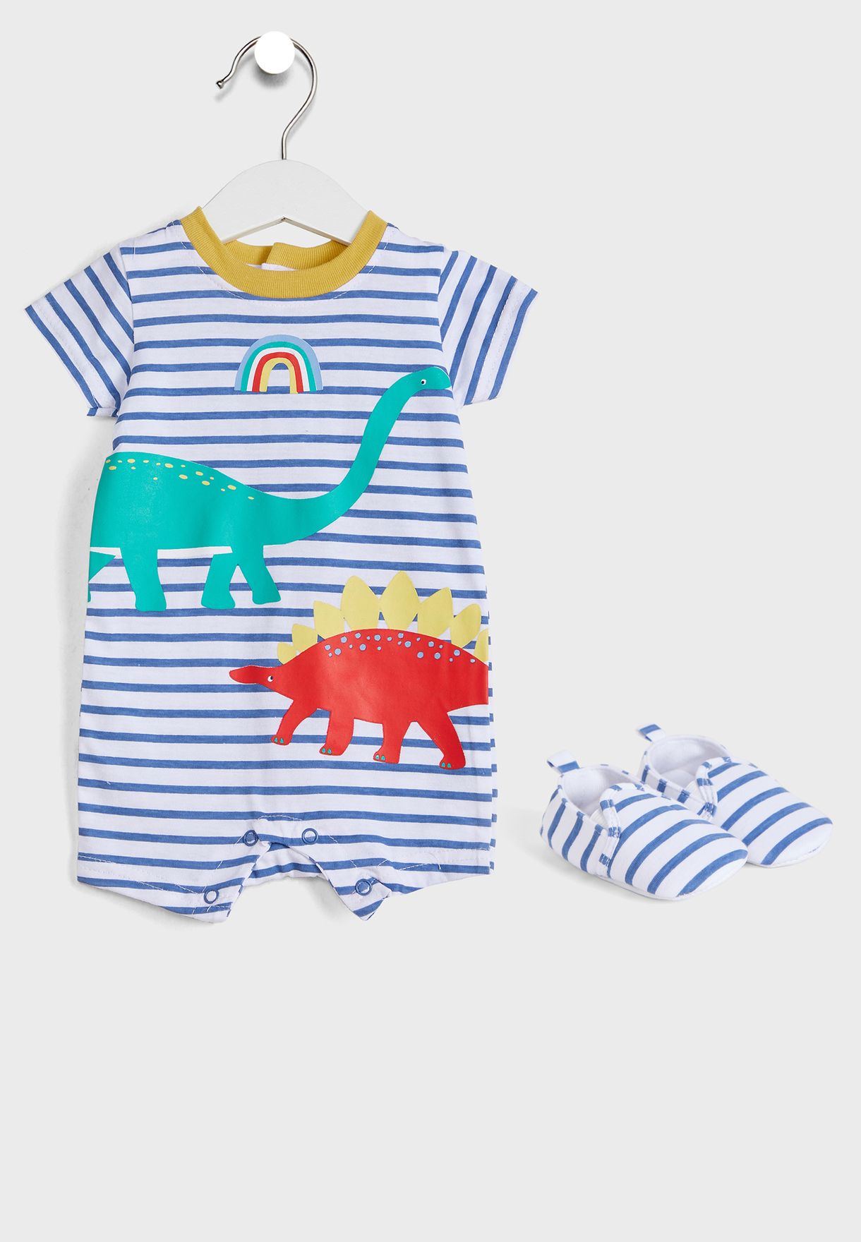 Infant Dino Print Romper & Sneakers Set