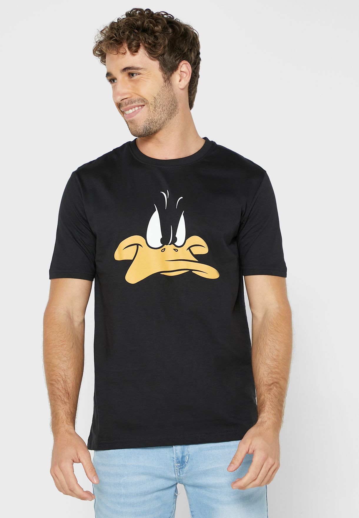 Buy R&B black Daffy Duck Crew Neck T-Shirt for Men in Dubai, Abu Dhabi