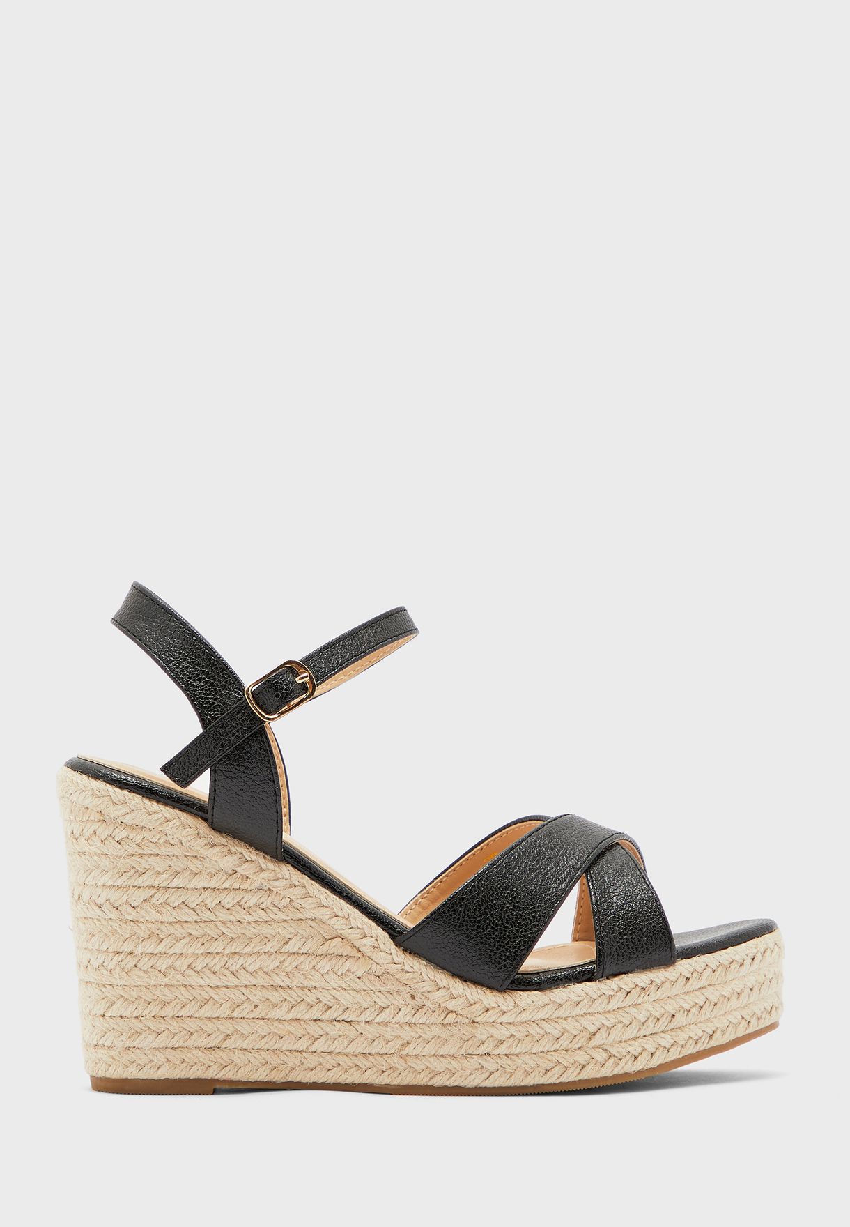 cross strap espadrille wedges