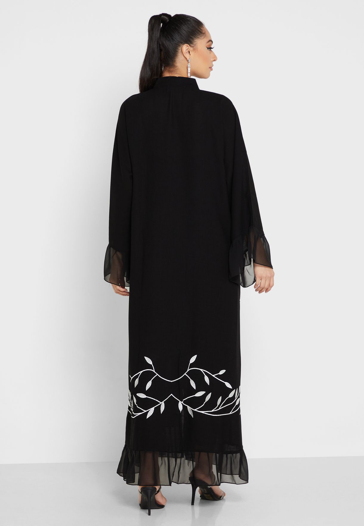 Ruffle Hem Embroidered Abaya