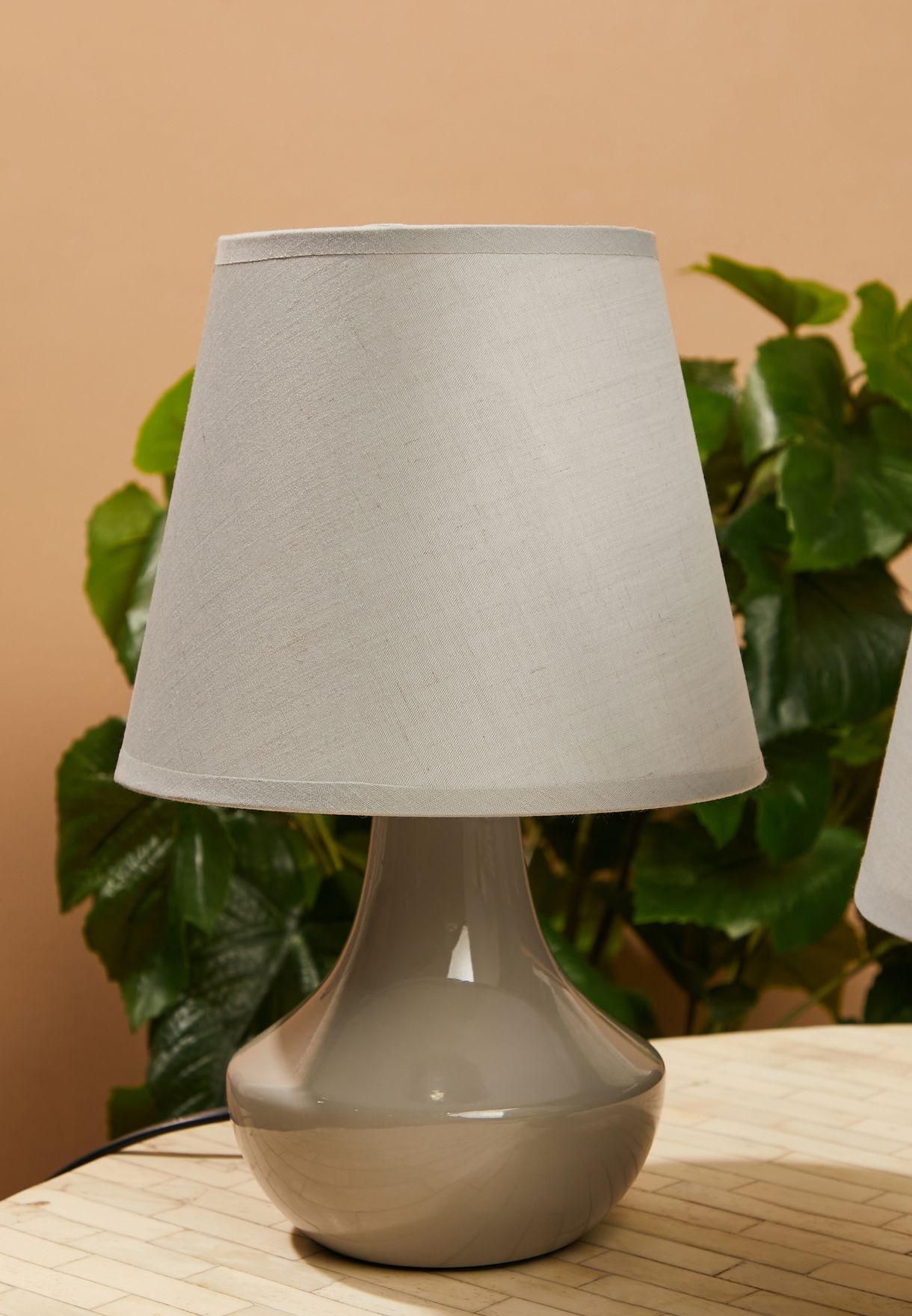 Grey Set Of 2 Ceramic Table Lamps Eu Plug