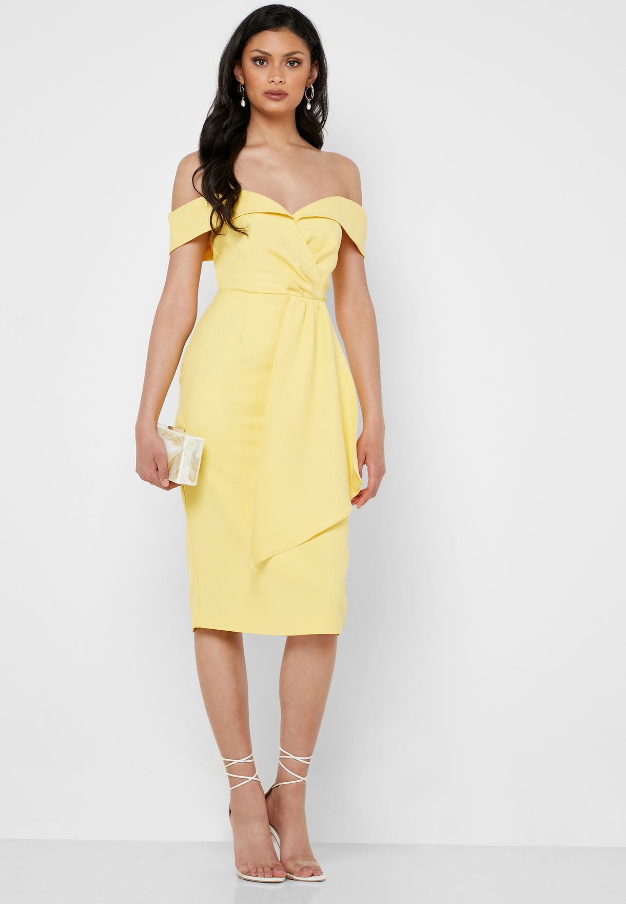 lavish alice yellow bardot dress