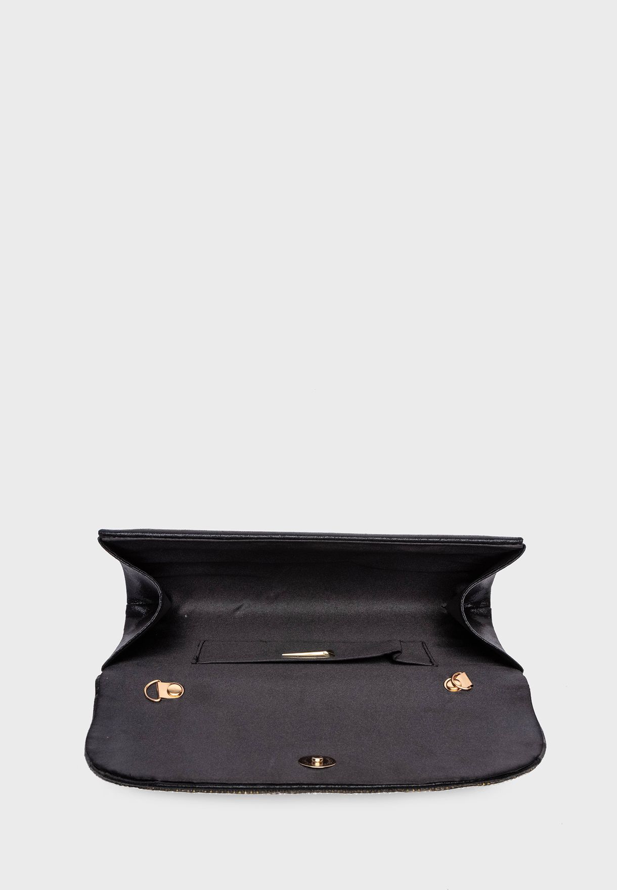 Embellished Chain Detail Flap Over Clutch