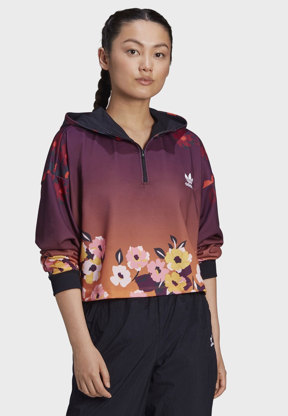 adidas cropped graphic hoodie