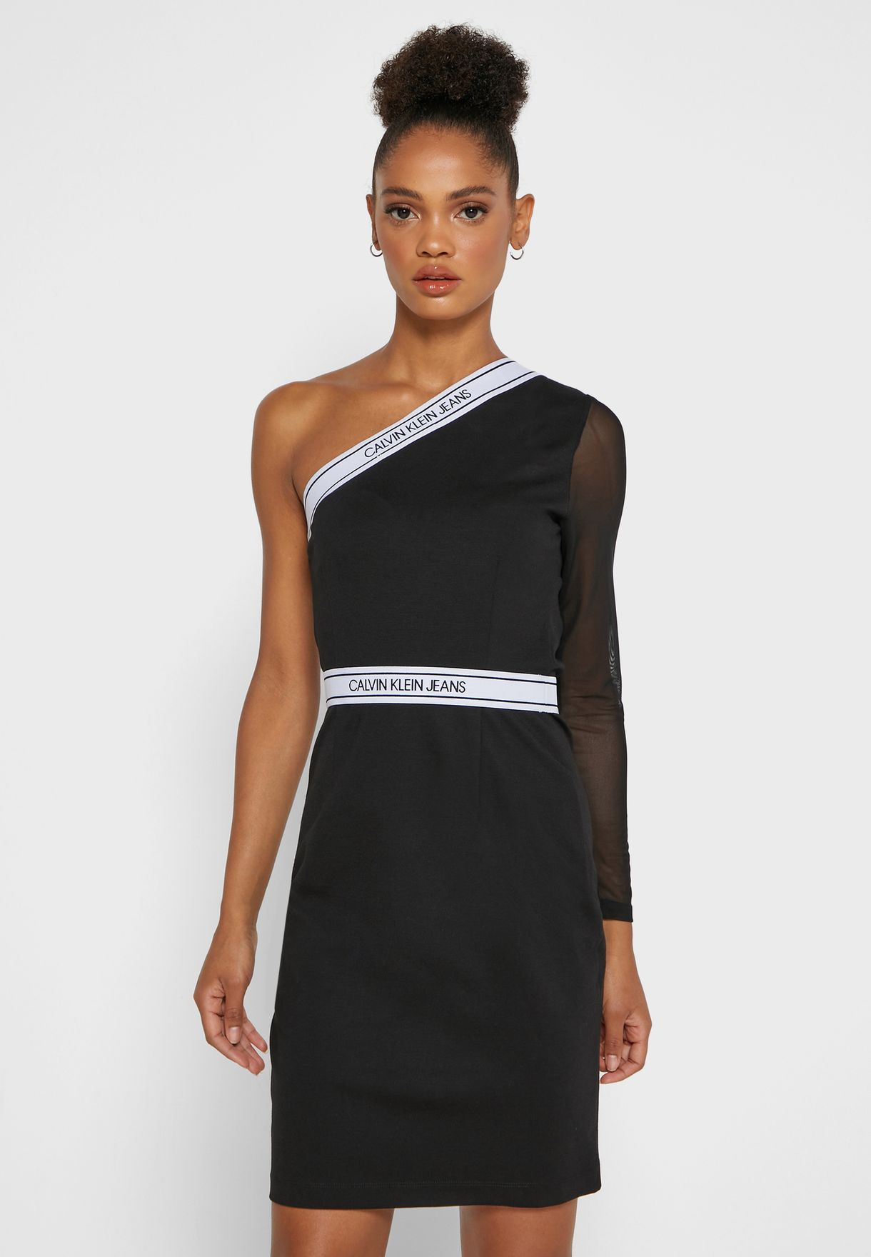 Calvin Klein Black One Shoulder Dress