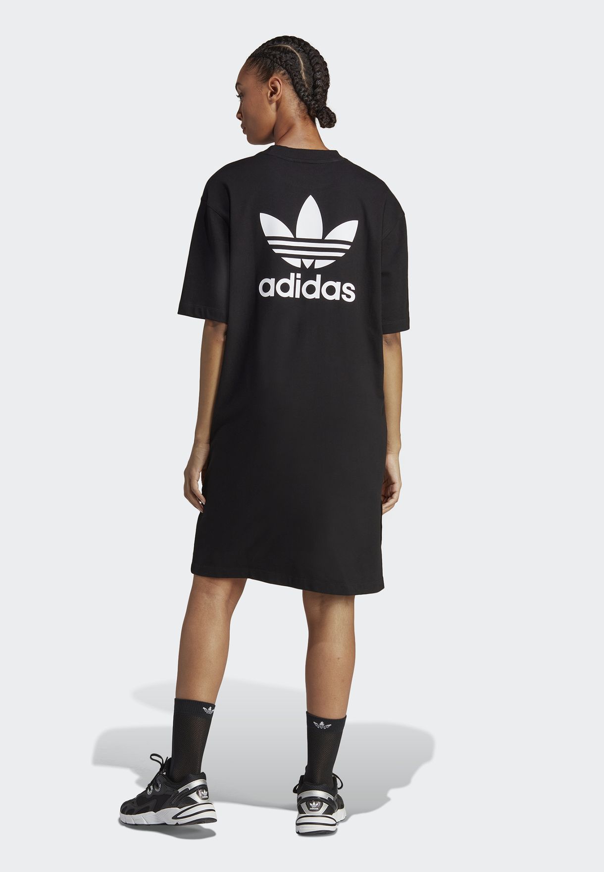 Buy adidas Originals black Adicolor Classics Big Trefoil T-Shirt Dress ...