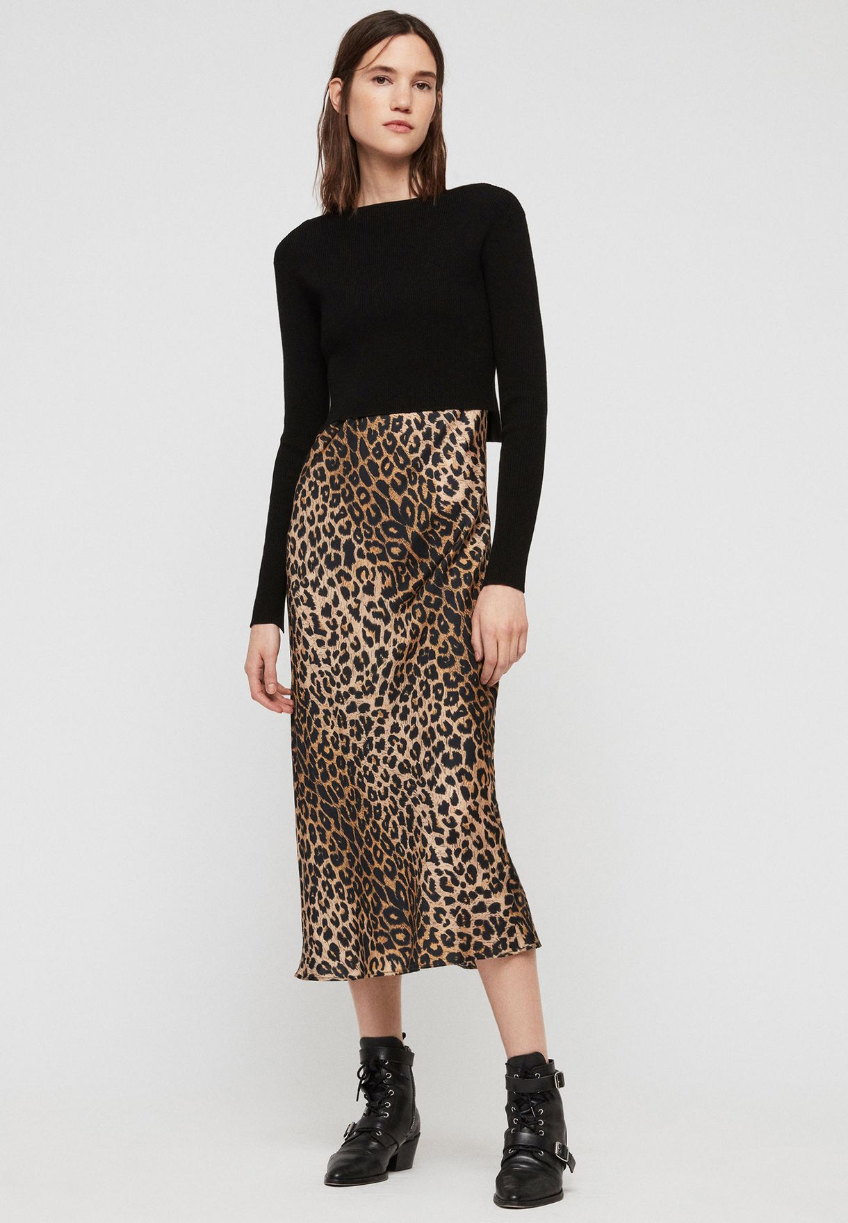 allsaints leopard dress