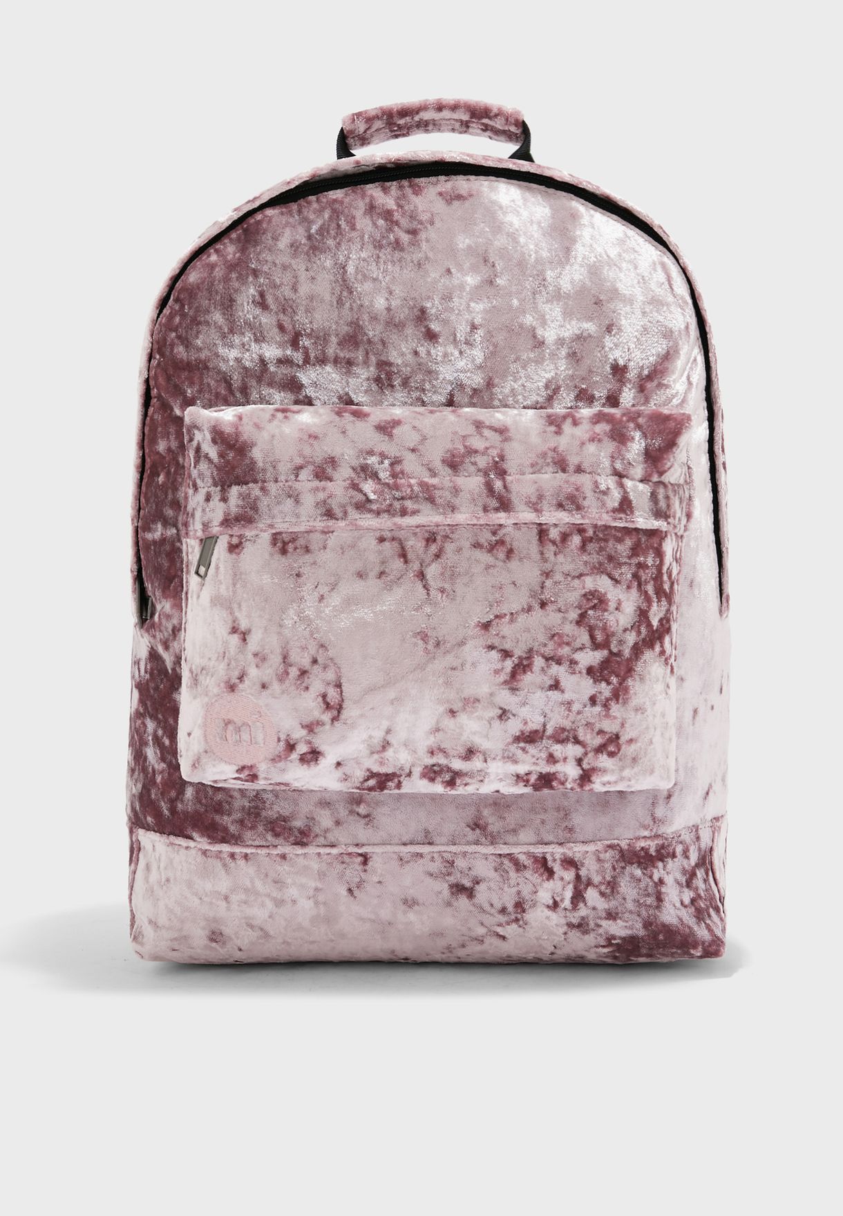 grey velvet backpack