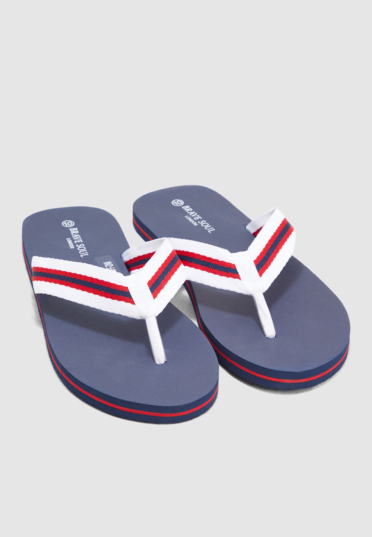 Buy Brave Soul navy Striped Flip Flops 