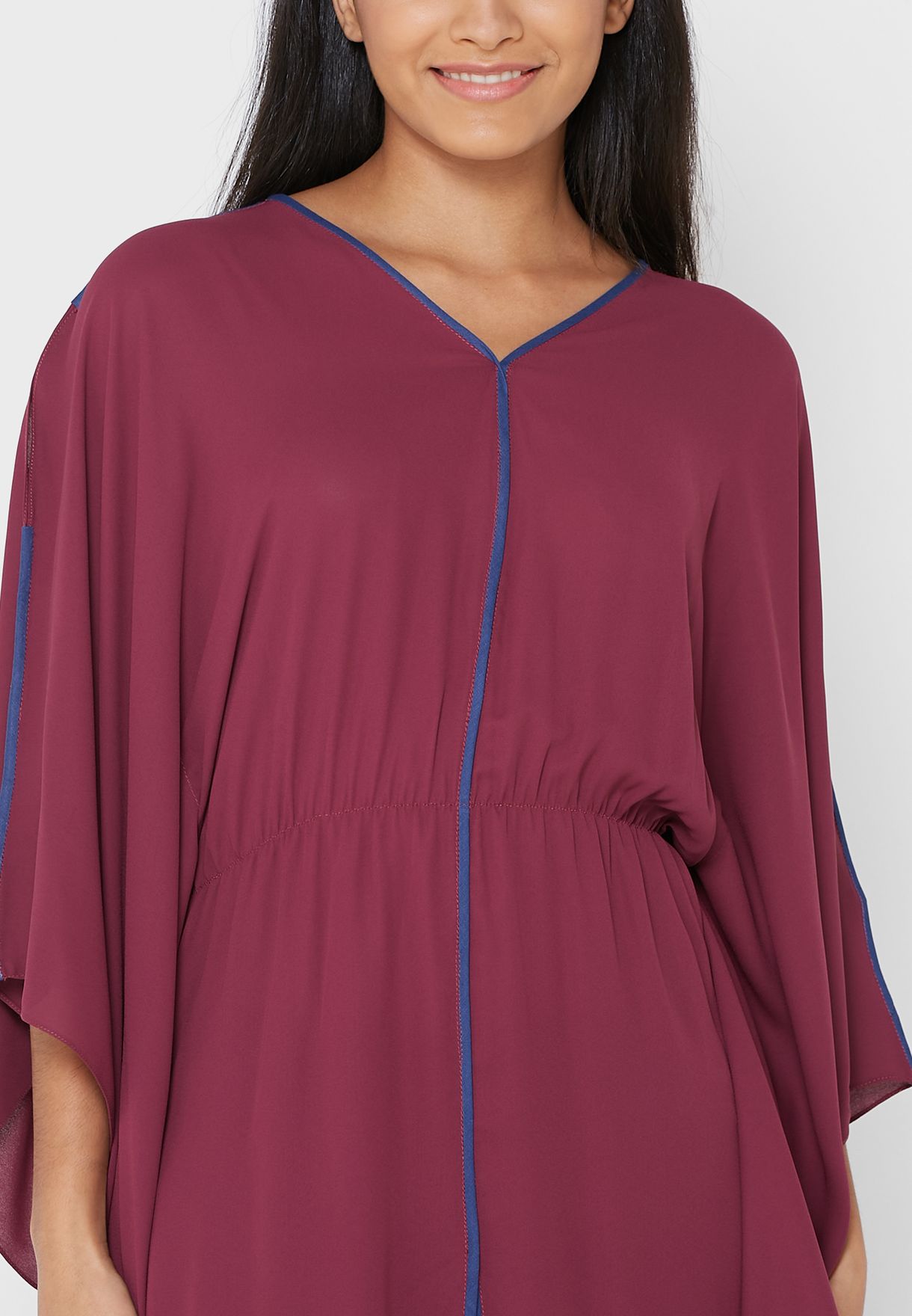 V-Neck Cape Sleeve Kaftan Nightdress