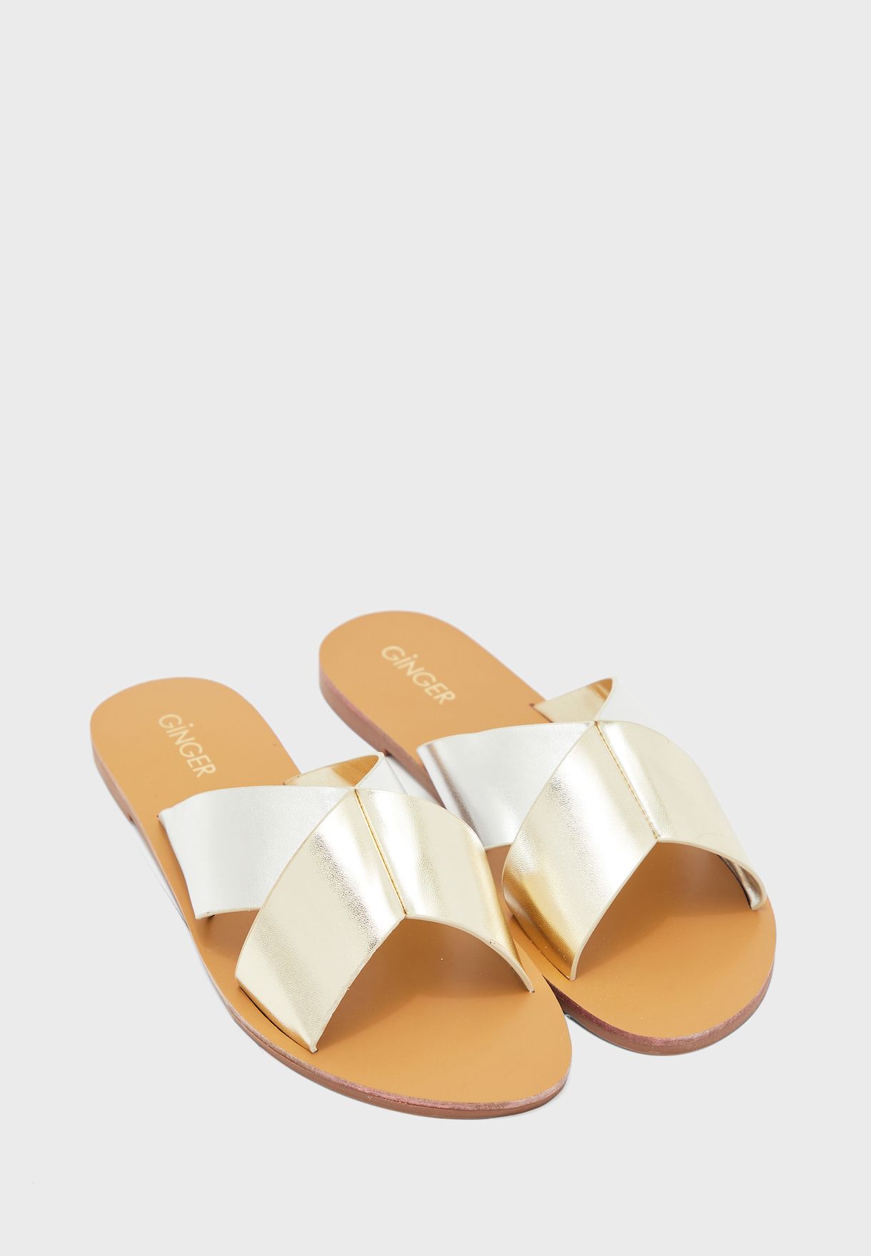 Ginger multicolor Two Tone Flat Sandals 