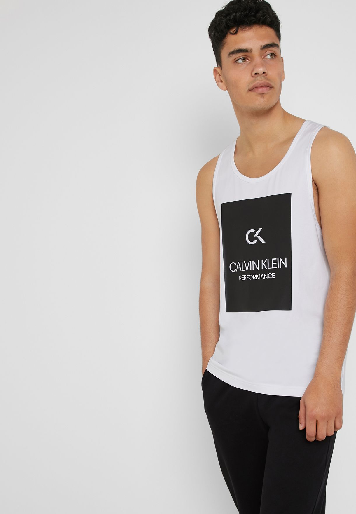 Buy Calvin Klein Performance White Billboard Tank For Men In Kuwait City Other Cities 00gms9k243