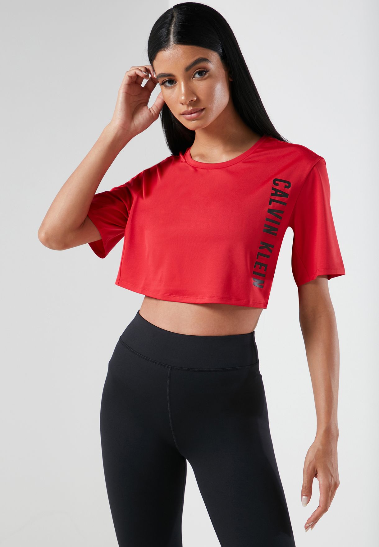 bezoeker Vermomd Van storm Buy Calvin Klein Performance red Logo Cropped T-Shirt for Kids in MENA,  Worldwide