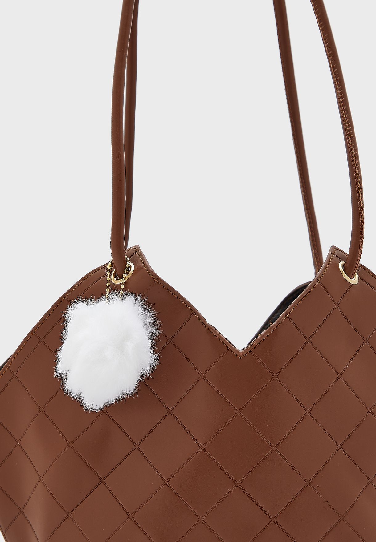 Quilted V Shape Small Tote Handbag