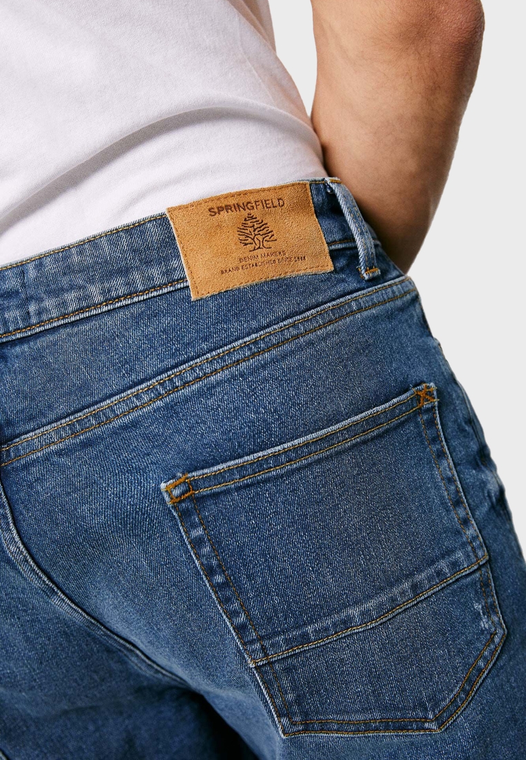 Stuepige Falde tilbage obligat Buy Springfield blue Mid Wash Slim Fit Jeans for Men in MENA, Worldwide