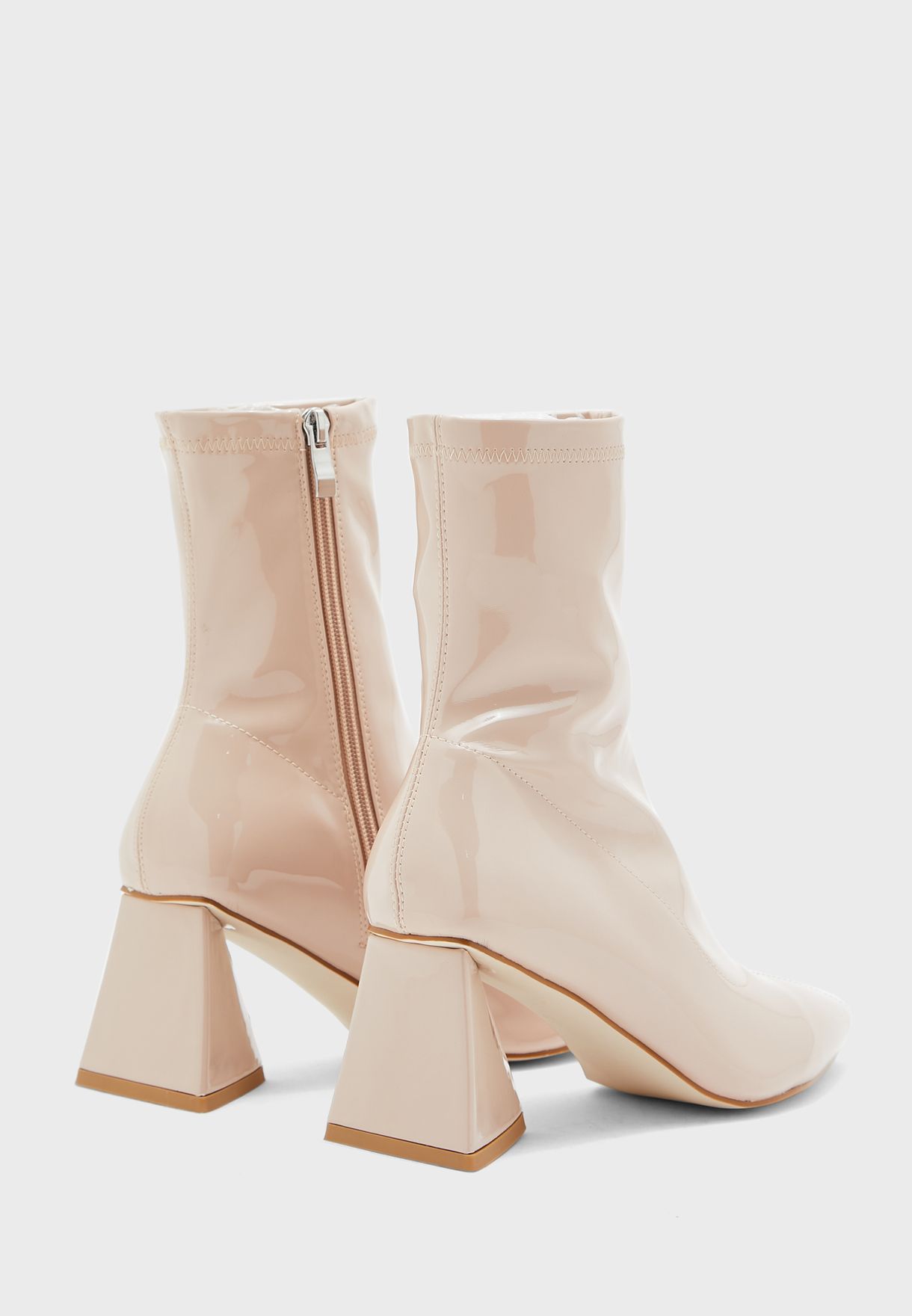 Patent Flared Heel Pointed Boot 