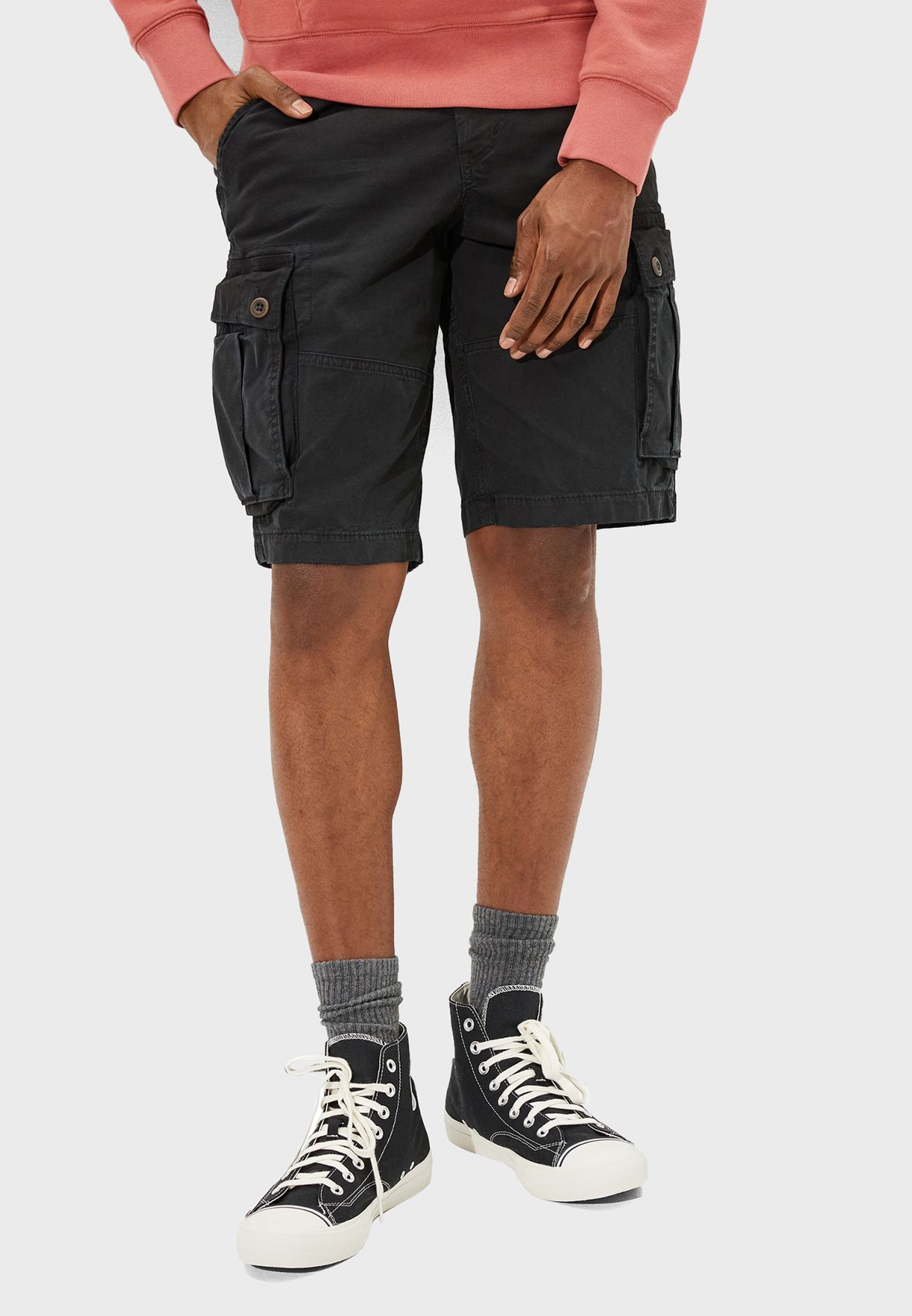 Buy American Eagle black Essential Cargo Shorts for Men in Dubai, Abu Dhabi