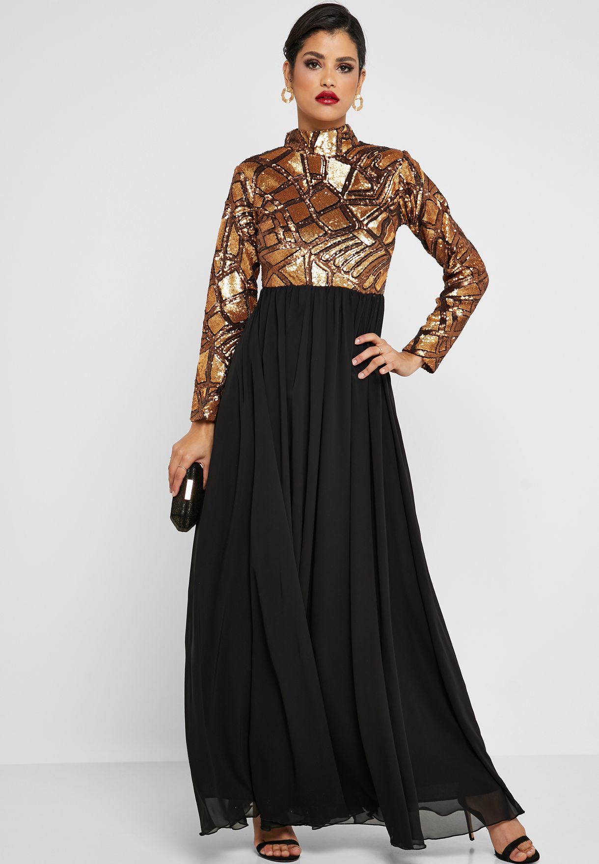 Buy Ella Limited Edition multicolor Sequin Top Maxi Dress for Women in ...