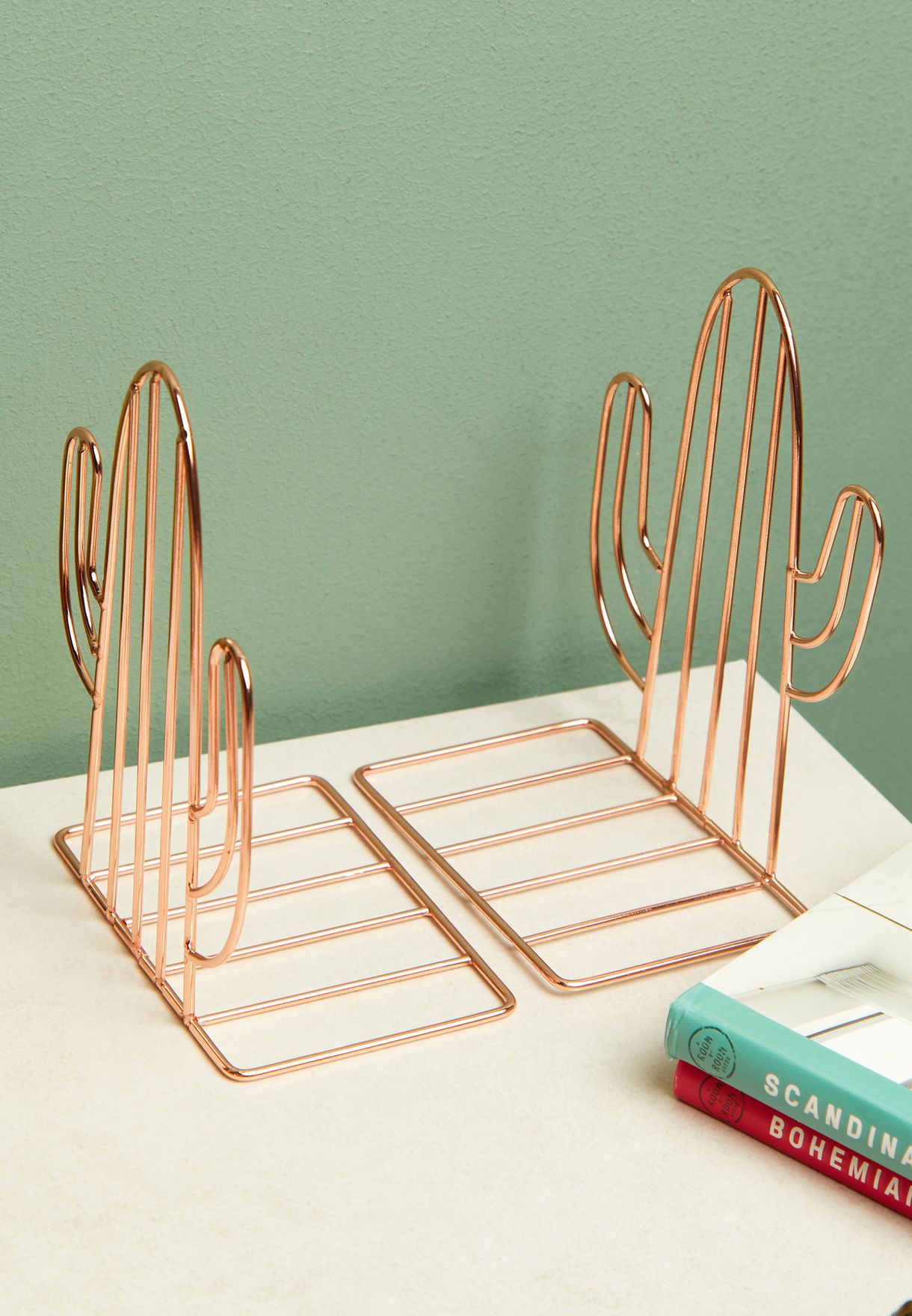 Rose Gold Cactus Shaped Book Ends