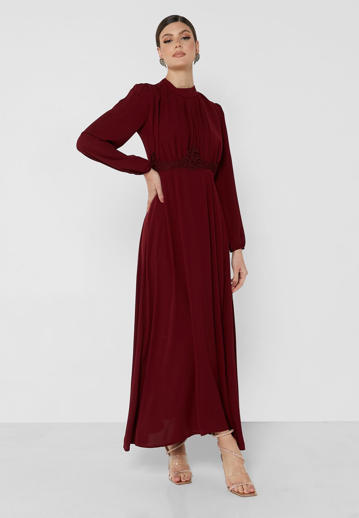 Solid Pleated Front Dress