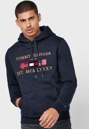 tommy hilfiger navy logo hoodie