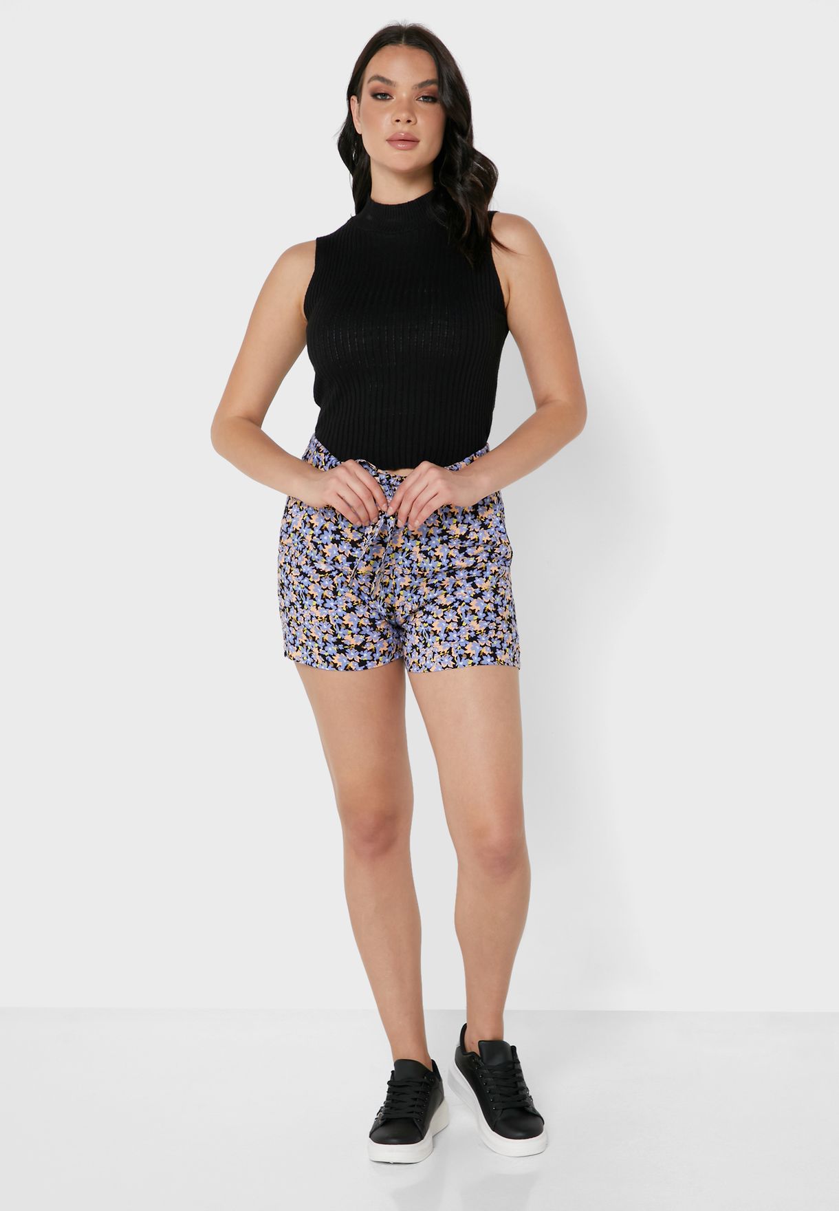 All Over Print Belted Shorts
