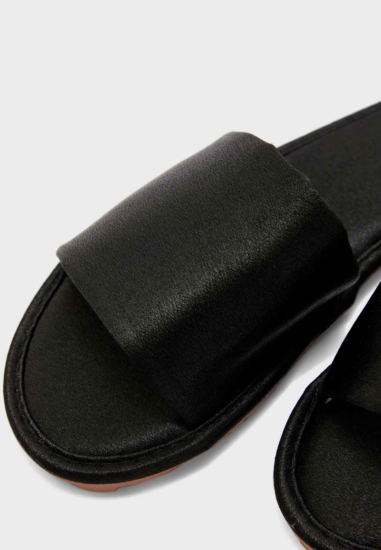 black satin slippers