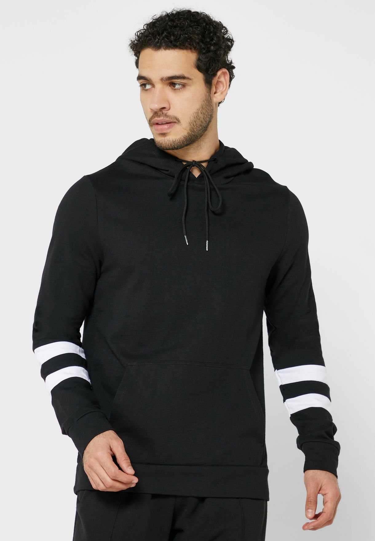 Buy Seventy five black Arm Stripe Hoodie for Men in MENA, Worldwide