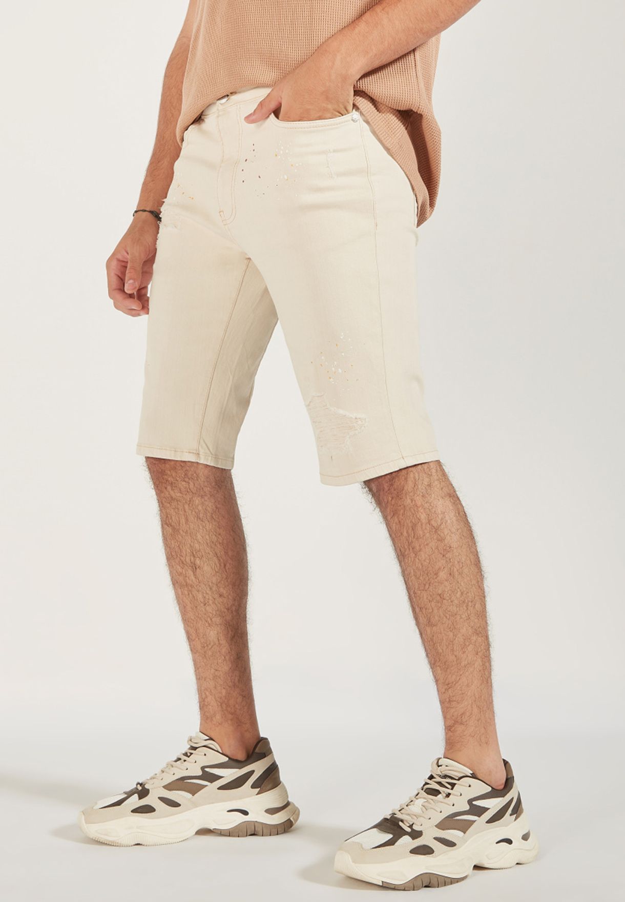 Distressed Denim Shorts
