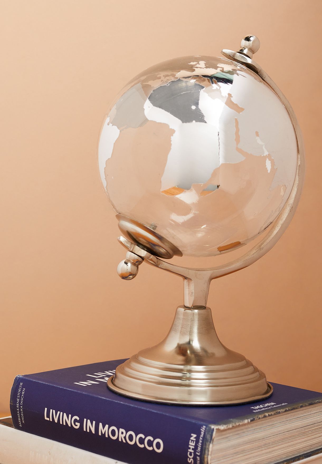 White & Silver Decorative Globe 10.5"