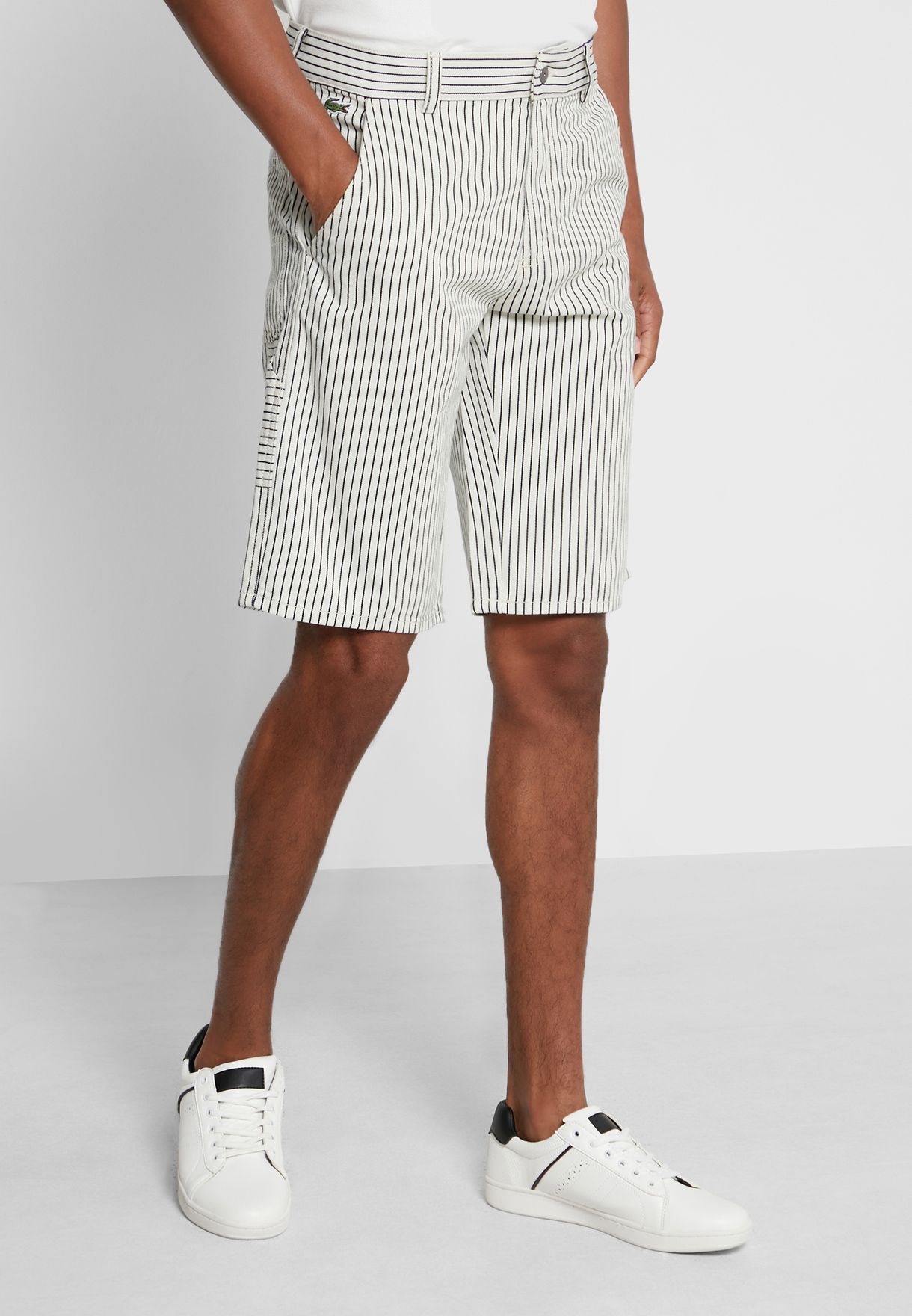 lacoste striped shorts