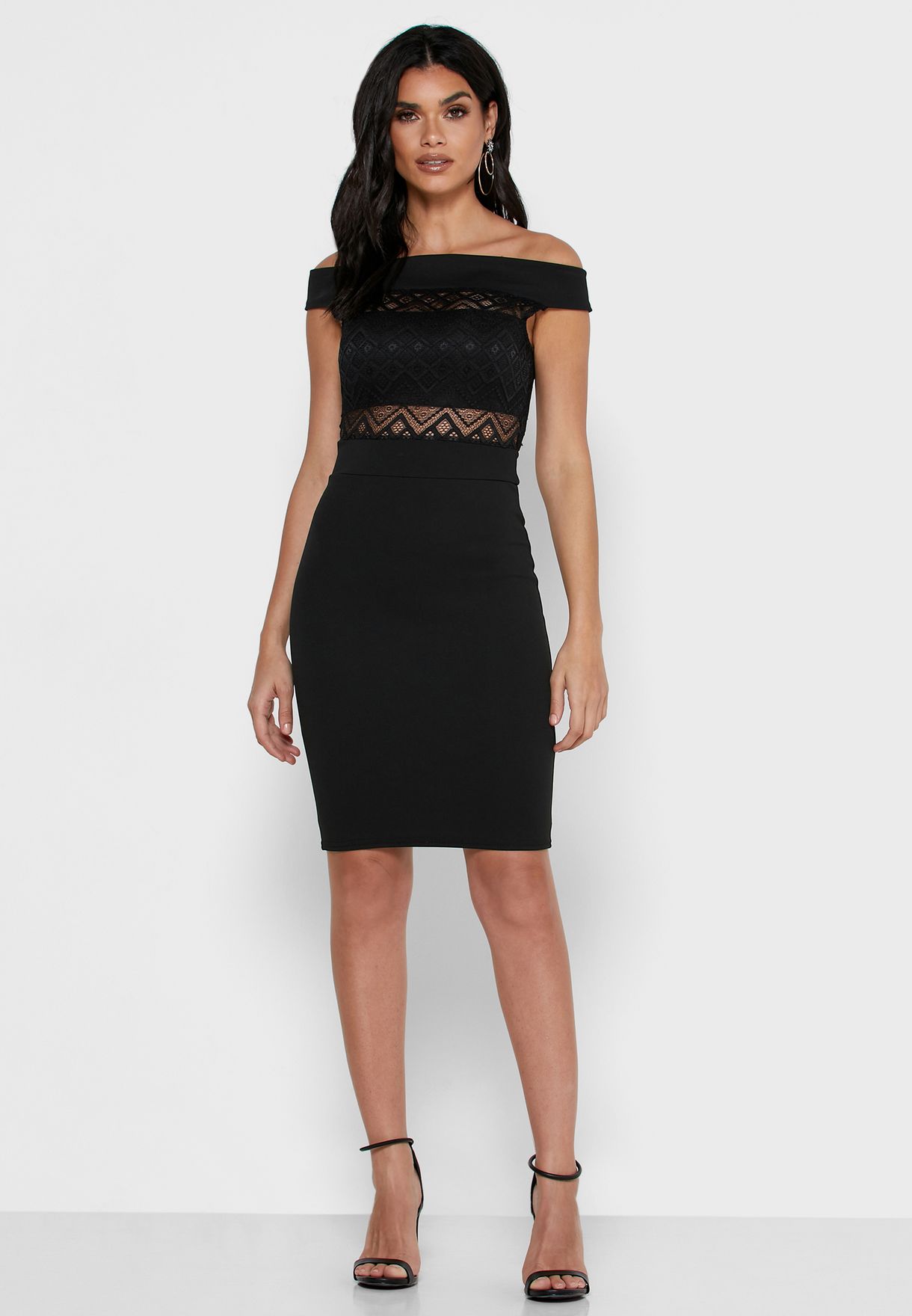 topshop black bardot dress