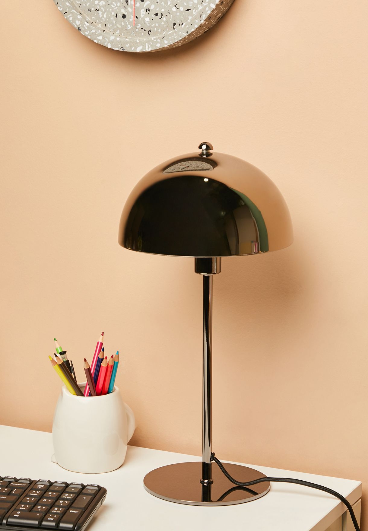 Bonnet Smokey Grey Metal Table Lamp
