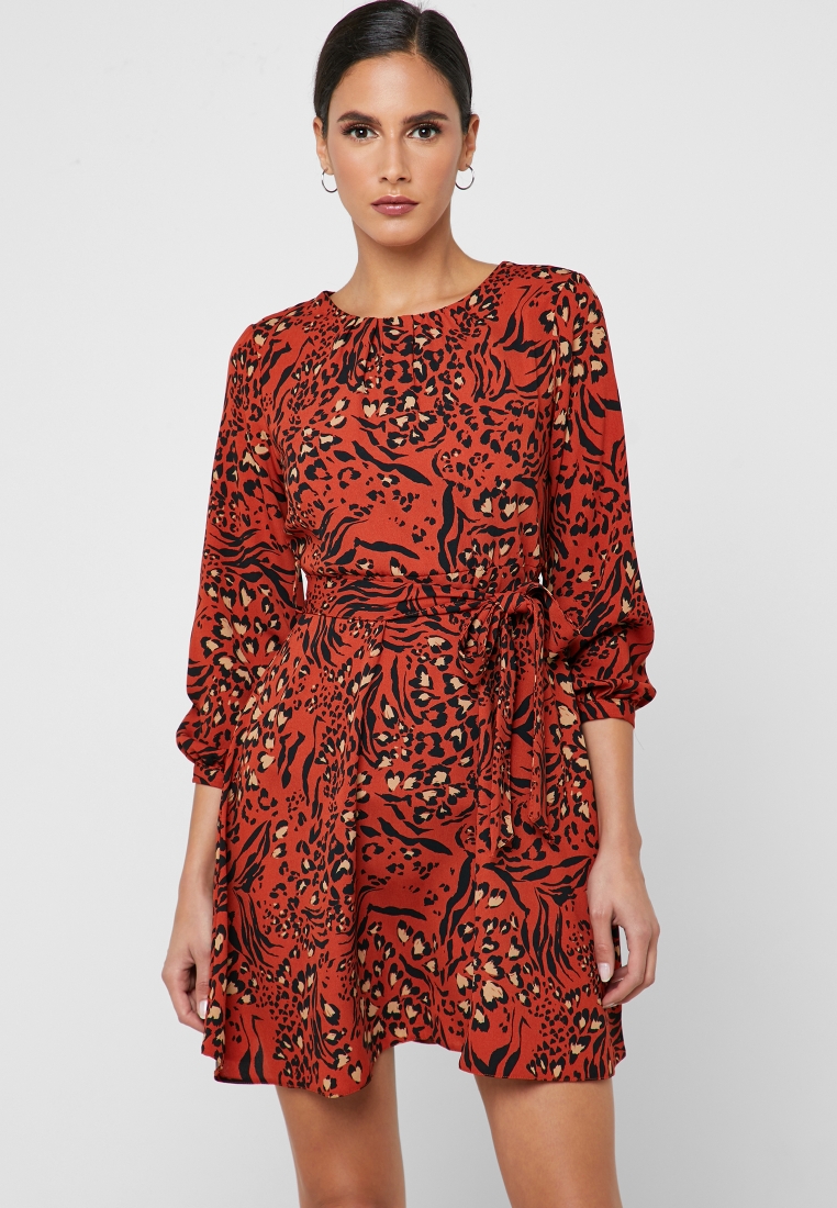 dorothy perkins animal print shirt dress