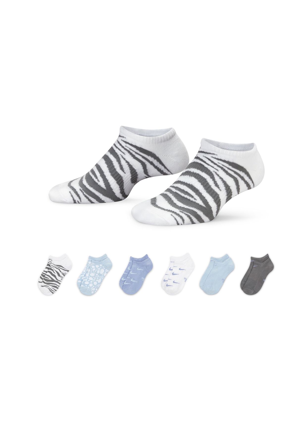 Youth 6 Pack Graphic No Show Socks