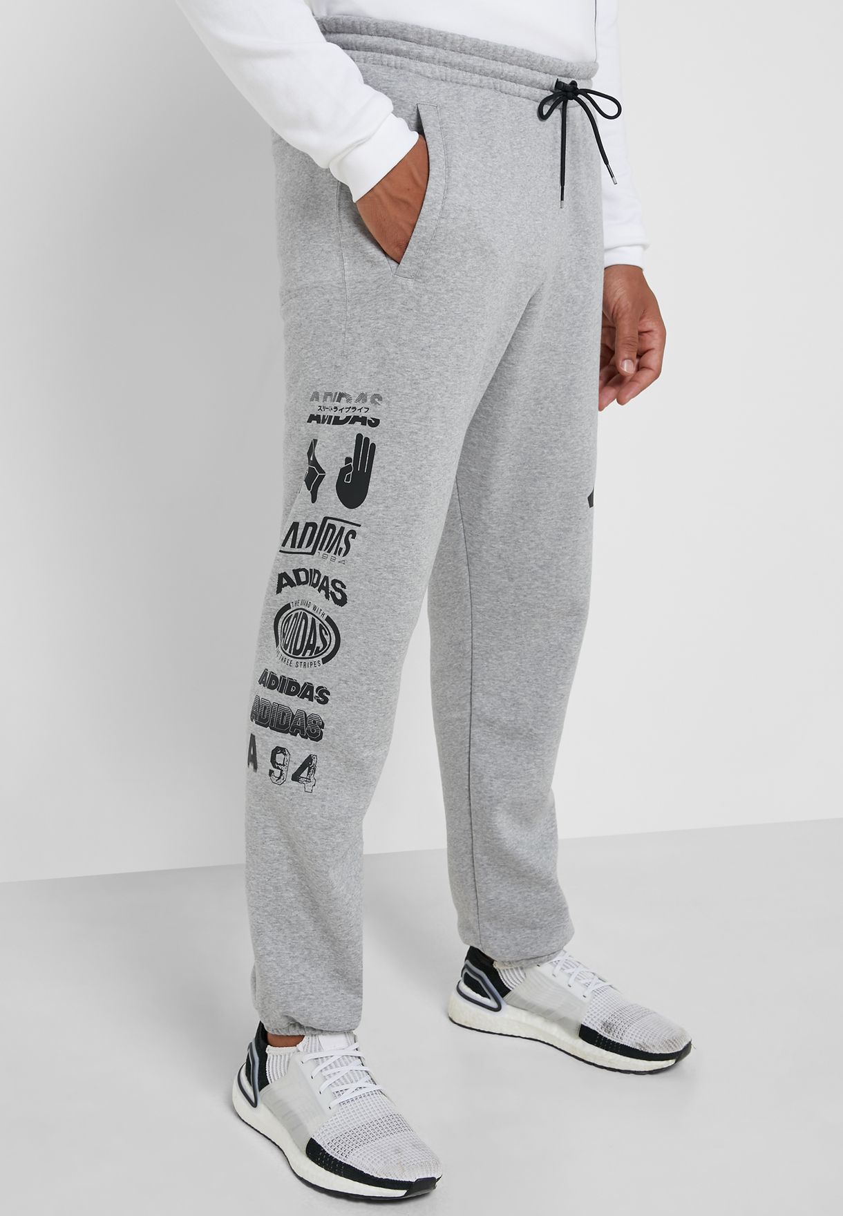 adidas grey fleece sweatpants