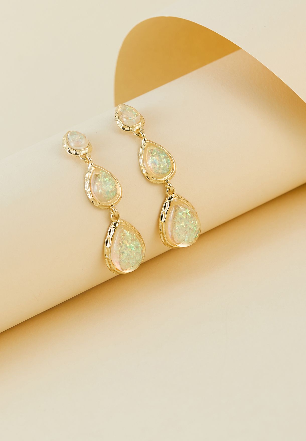 Opal Style Stone Teardrop Earrings 