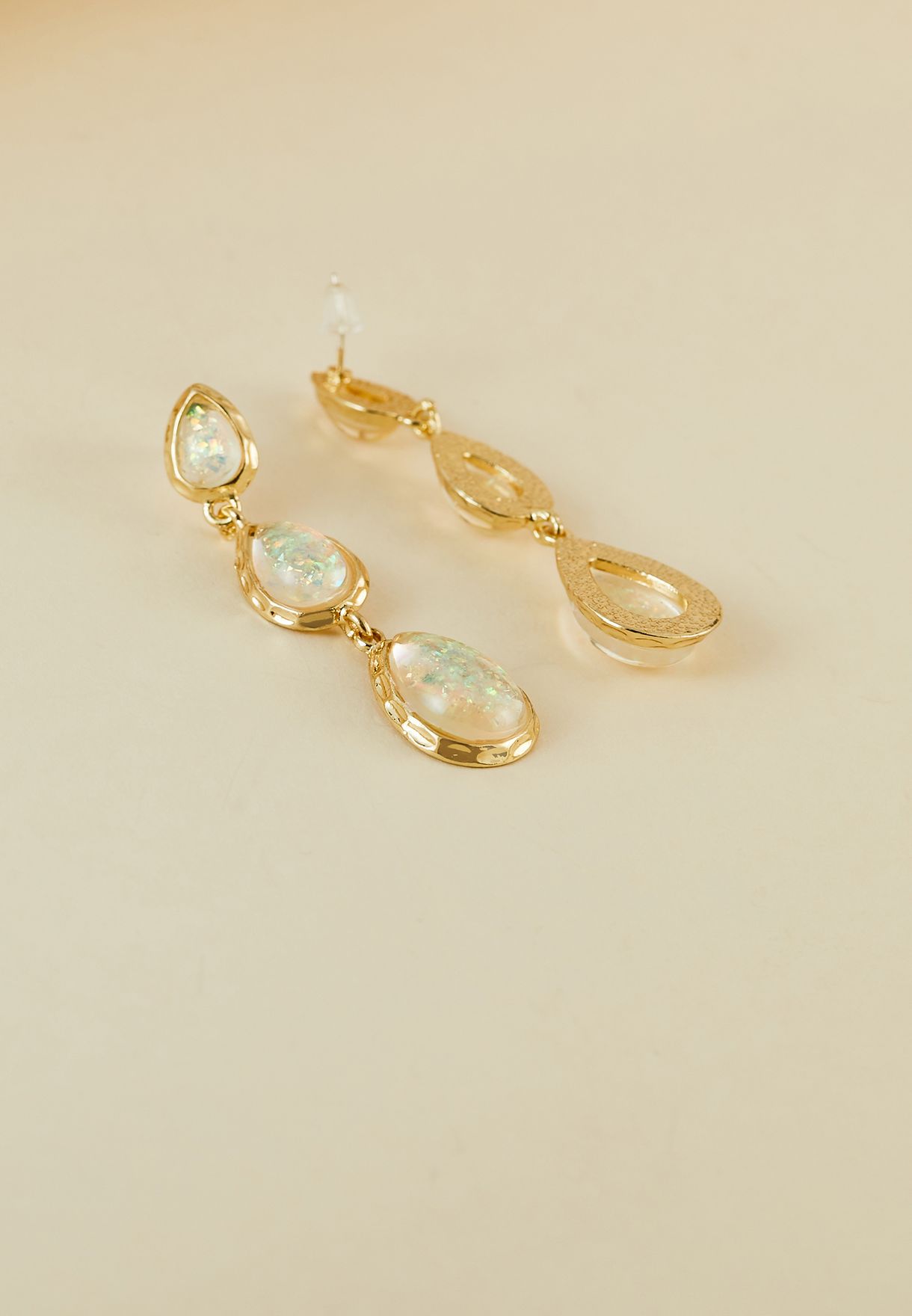 Opal Style Stone Teardrop Earrings 