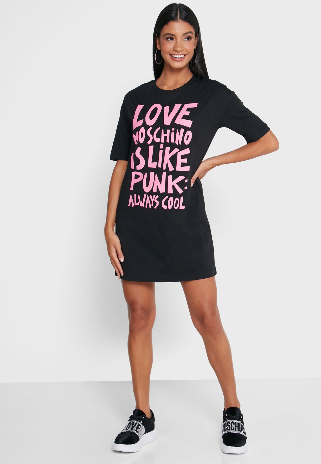 black slogan t shirt dress