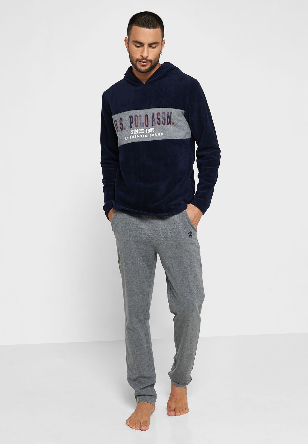 Colour Block Hoodie And Pyjama Pants Set