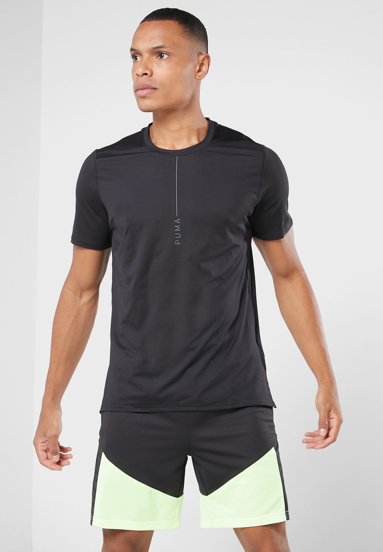 Buy PUMA black Studio Yogini Lite Mesh T-Shirt for Men in Dubai, Abu Dhabi