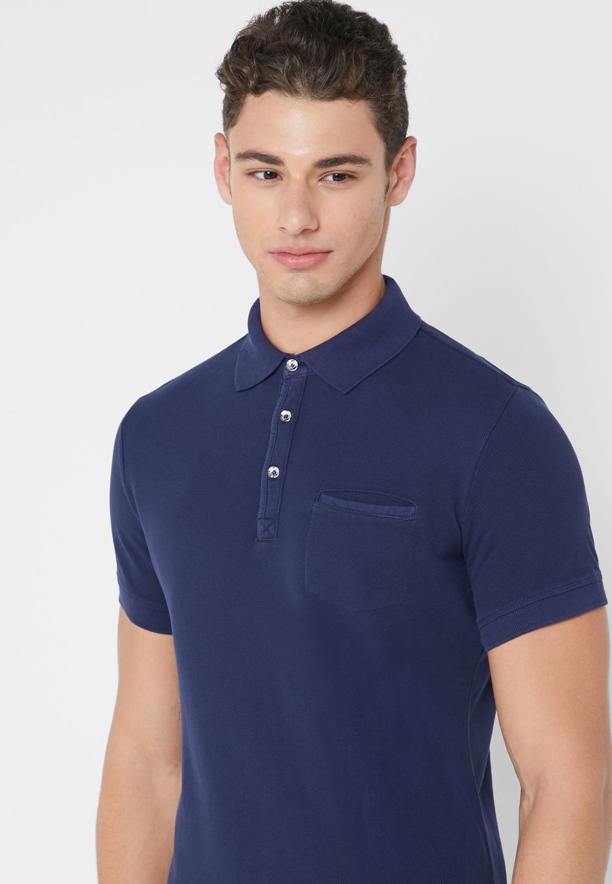 Buy Sacoor Brothers navy Fillet Pocket Polo for Men in MENA, Worldwide