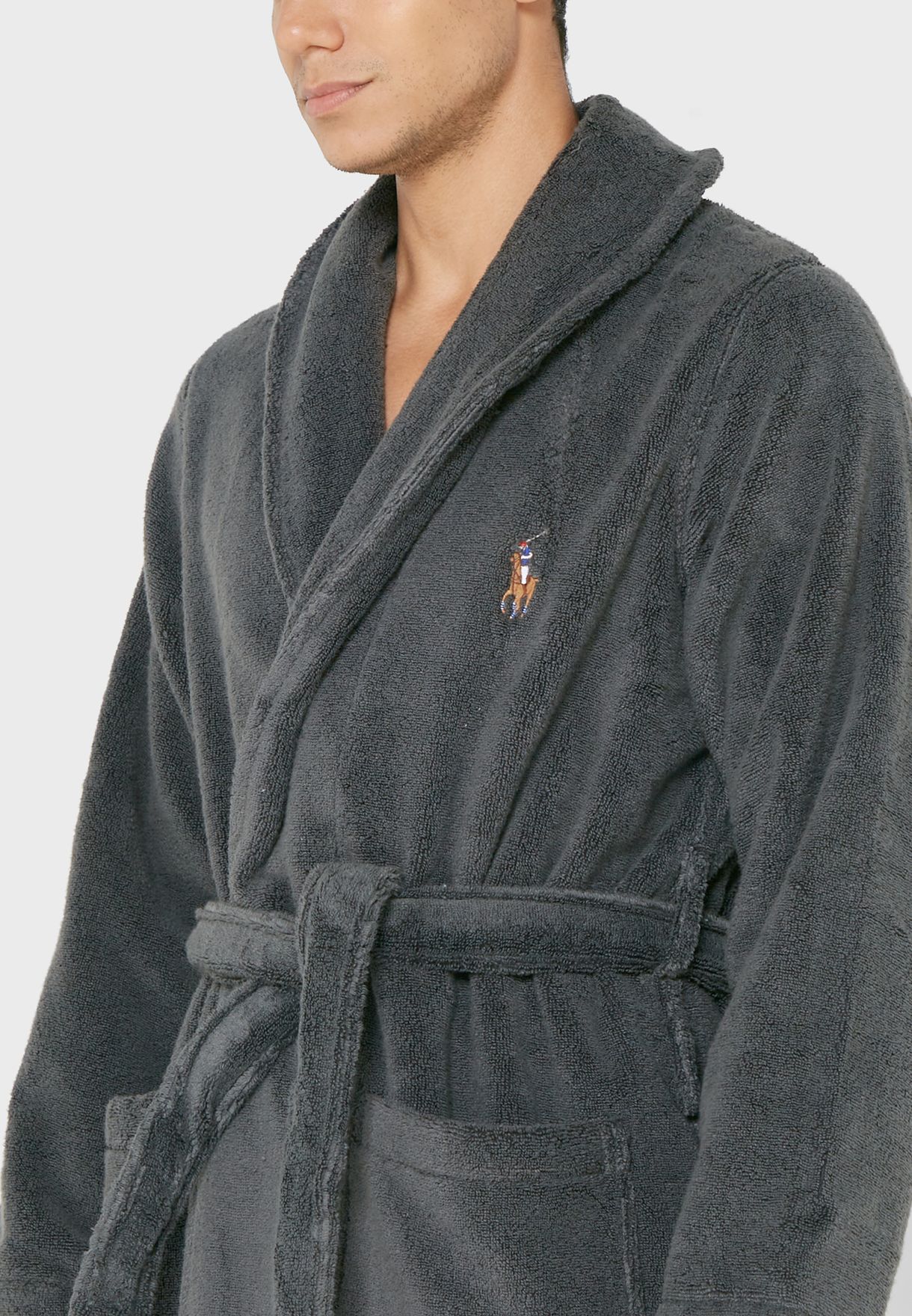Pocket Detail Shawl Collar Robe