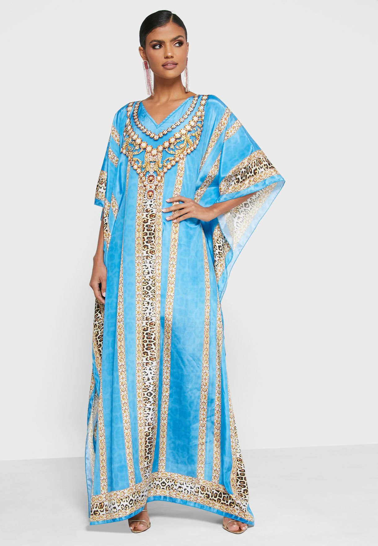 Buy Arabian Closet blue Digital Print Oversized Kaftan for Women in ...